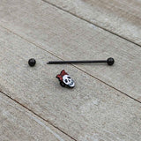 14G Black Halloween Skull Kerchief Industrial Barbell 38mm
