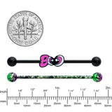 14G Black Halloween Pink Boo Green Industrial Barbell 38mm Set of 2