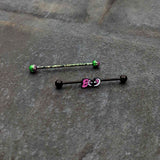 14G Black Halloween Pink Boo Green Industrial Barbell 38mm Set of 2