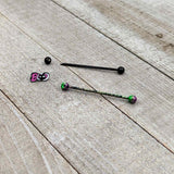 14G Black Halloween Pink Boo Green Industrial Barbell 38mm Set of 2