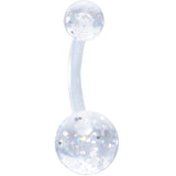 Black Yin Yang Ghost Glow in Dark Halloween Clear Belly Ring Set of 3