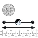 14G Black Ghost Yin Yang Industrial Barbell Set of 2