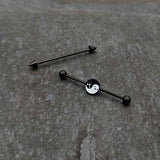 14G Black Ghost Yin Yang Industrial Barbell Set of 2