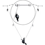 14G 9/16 Creepy Ghosts Witch Halloween Dangle Nipple Chain Set