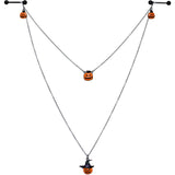 14G 9/16 Black Witchy Pumpkin Halloween Double Nipple Chain