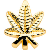 20G 1/4 Gold Tone Texture Pot Leaf L Shape Nose Ring