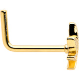 20G 1/4 Gold Tone Texture Pot Leaf L Shape Nose Ring