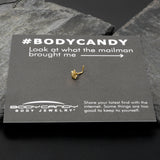 20G 1/4 Gold Tone Texture Pot Leaf L Shape Nose Ring