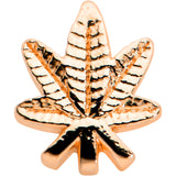20G 1/4 Rose Gold Tone Texture Pot Leaf L Shape Nose Ring