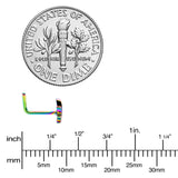 20G 1/4 Rainbow Anodized Texture Pot Leaf L Shape Nose Ring