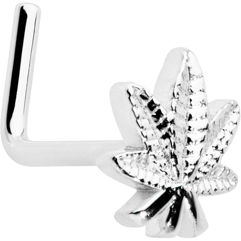 20G 1/4 Texture Pot Leaf L Shape Nose Ring