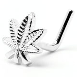 20G 1/4 Texture Pot Leaf L Shape Nose Ring