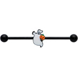 14G Black Halloween Pumpkin Ghost Industrial Barbell 38mm