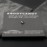 20G 1/4 Aurora CZ Gem Fleur de Lis Butterfly Black Nose Bone