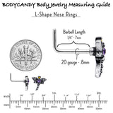 20G 7mm Purple Yellow Gem Dragonfly L Shape Nose Ring