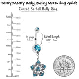 Blue Gem Twin Flower Dangle Belly Ring