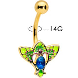Blue Purple Gem Gold Tone Tropic Fan Belly Ring