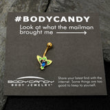 Blue Purple Gem Gold Tone Tropic Fan Belly Ring