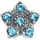 20G 7mm Blue Clear Gem Star Flower L Shape Nose Ring