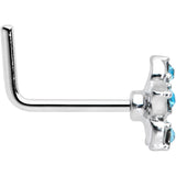 20G 7mm Blue Clear Gem Star Flower L Shape Nose Ring