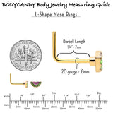 20G 7mm Pink Gem Gold Tone Watermelon Yum L Shape Nose Ring