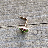 20G 7mm Pink Gem Gold Tone Watermelon Yum L Shape Nose Ring