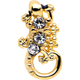 20G 7mm Clear Gem Gold Tone Luscious Lizard L Shape Nose Ring