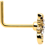 20G 7mm Clear Gem Gold Tone Luscious Lizard L Shape Nose Ring