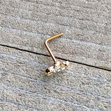 20G 7mm Clear Gem Gold Tone Luscious Lizard L Shape Nose Ring