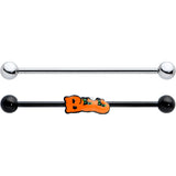 14G Black Halloween Boo Glow in Dark Industrial Barbell Set of 2