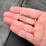 14G Black Halloween Boo Glow in Dark Industrial Barbell Set of 2