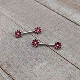 14G 9/16 Aurora Gem Poinsettia Flower Barbell Nipple Ring Set
