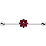 14G Aurora Gem Poinsettia Flower Festive Industrial Barbell 38mm