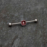 14G Aurora Gem Poinsettia Flower Festive Industrial Barbell 38mm
