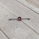 14G Aurora Gem Poinsettia Flower Festive Industrial Barbell 38mm
