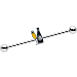 14G Champagne Bottle Flute Yellow Industrial Barbell 38mm