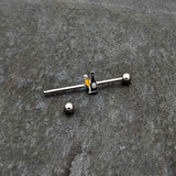 14G Champagne Bottle Flute Yellow Industrial Barbell 38mm
