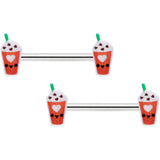 14G 9/16 Sweet Pumpkin Frappe Autumn Barbell Nipple Ring Set