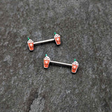 14G 9/16 Sweet Pumpkin Frappe Autumn Barbell Nipple Ring Set