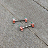 14G 9/16 Sweet Pumpkin Frappe Autumn Barbell Nipple Ring Set