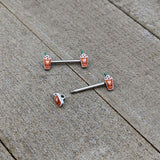 14G 9/16 Sweet Pumpkin Frappe Autumn Barbell Nipple Ring Set