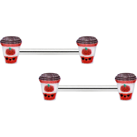 14G 9/16 Sweet Pumpkin Latte Autumn Barbell Nipple Ring Set