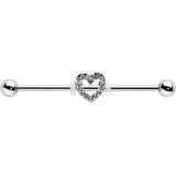 14G Clear Gem Open Heart Valentine Industrial Barbell 38mm