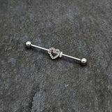 14G Clear Gem Open Heart Valentine Industrial Barbell 38mm