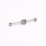 14G Clear Gem Open Heart Valentine Industrial Barbell 38mm