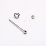 14G Clear Gem Open Heart Valentine Industrial Barbell 38mm