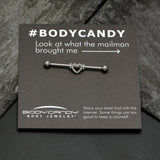 14G Clear Gem Open Heart Valentine Industrial Barbell 38mm