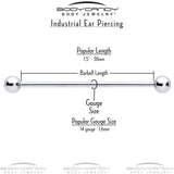 14G Cheery Inlay Sunflowers Industrial Barbell 38mm