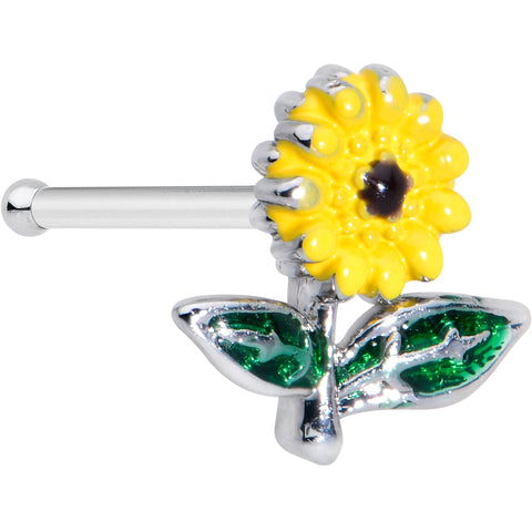 20G 1/4 Cheery Inlay Sunflower Nose Bone