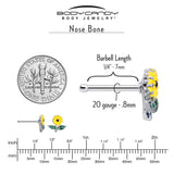 20G 1/4 Cheery Inlay Sunflower Nose Bone